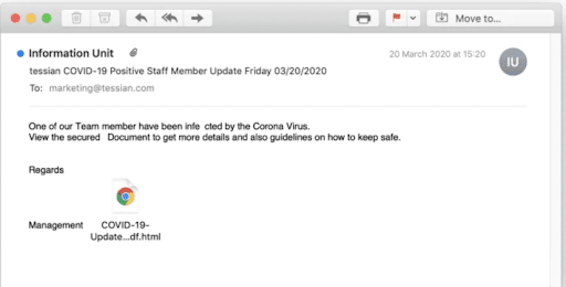 COVID-19: Screenshots of Phishing Emails